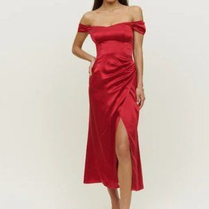 Reformation Genesis Silk Dress Cherry Red (2) WORN ONCE